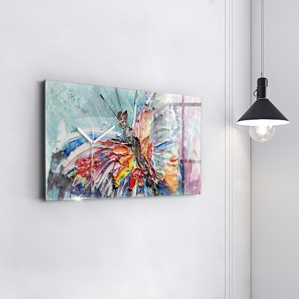 Glass wall clock rectangular Fragment of oil art