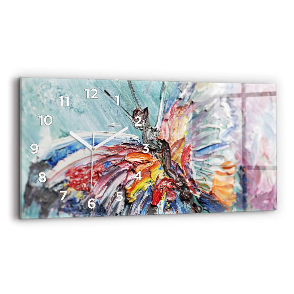 Glass wall clock rectangular Fragment of oil art