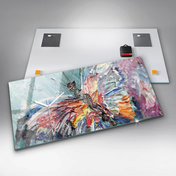 Glass wall clock rectangular Fragment of oil art