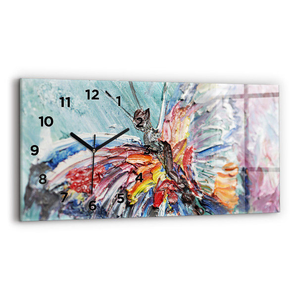 Glass wall clock rectangular Fragment of oil art