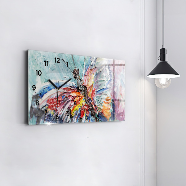 Glass wall clock rectangular Fragment of oil art