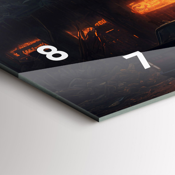 Glass wall clock rectangular Apocalyptic building