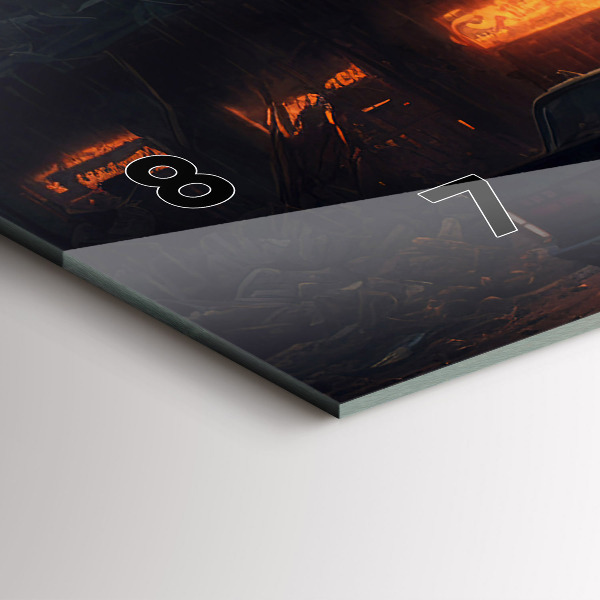 Glass wall clock rectangular Apocalyptic building