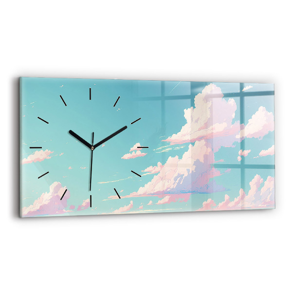 Glass wall clock rectangular Pastel color of the sky