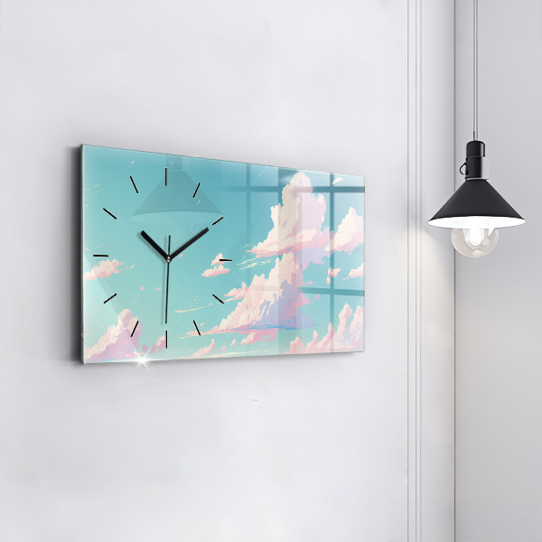 Glass wall clock rectangular Pastel color of the sky