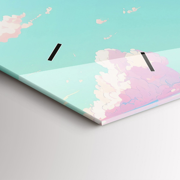Glass wall clock rectangular Pastel color of the sky