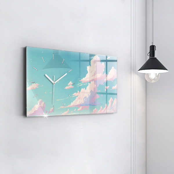 Glass wall clock rectangular Pastel color of the sky