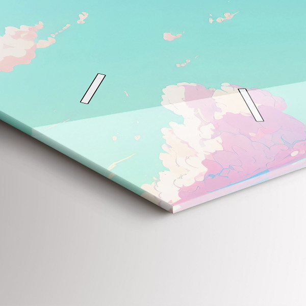 Glass wall clock rectangular Pastel color of the sky