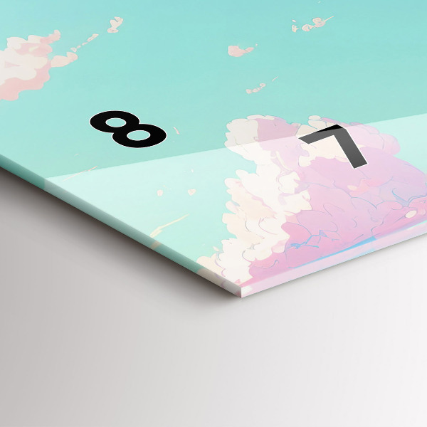 Glass wall clock rectangular Pastel color of the sky