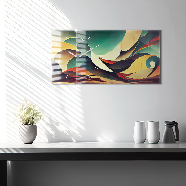 Glass wall clock rectangular Abstract lines background