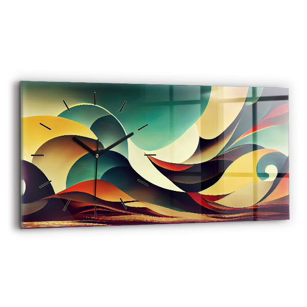 Glass wall clock rectangular Abstract lines background