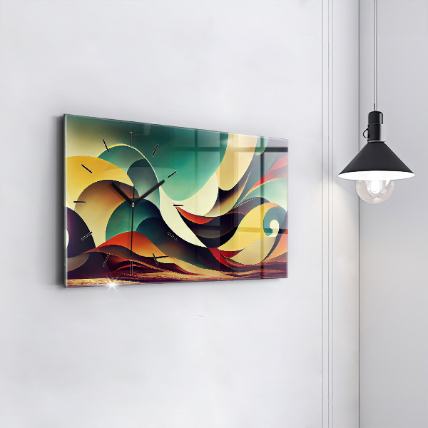 Glass wall clock rectangular Abstract lines background