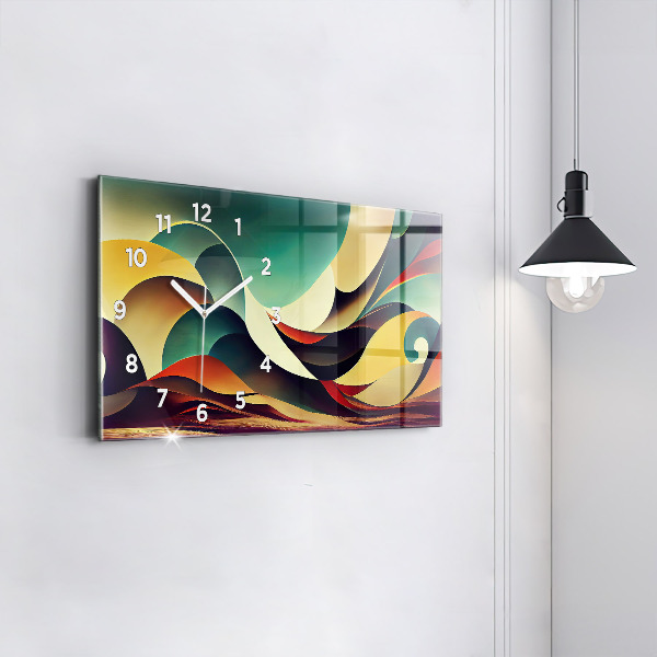 Glass wall clock rectangular Abstract lines background