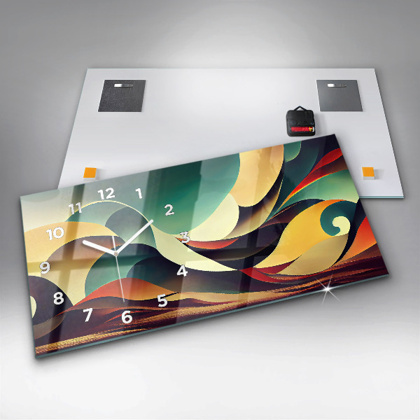 Glass wall clock rectangular Abstract lines background