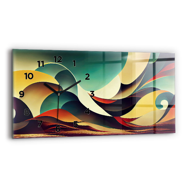Glass wall clock rectangular Abstract lines background