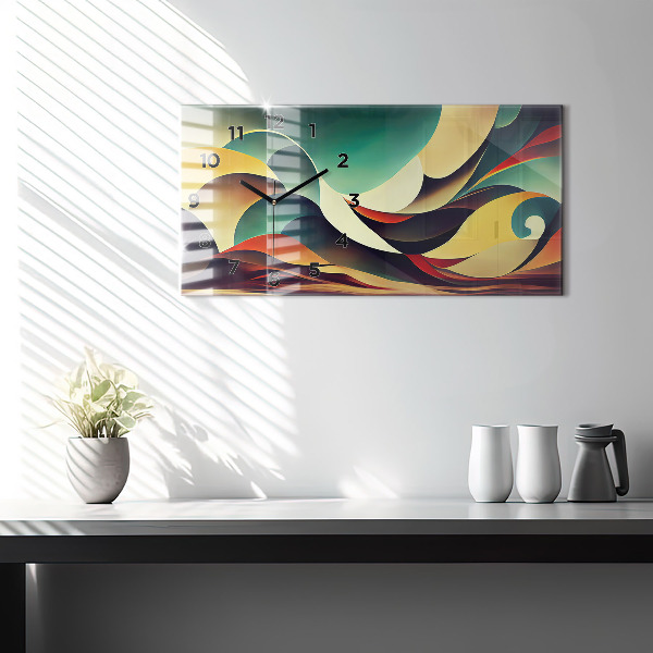 Glass wall clock rectangular Abstract lines background