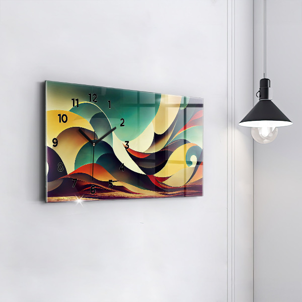 Glass wall clock rectangular Abstract lines background