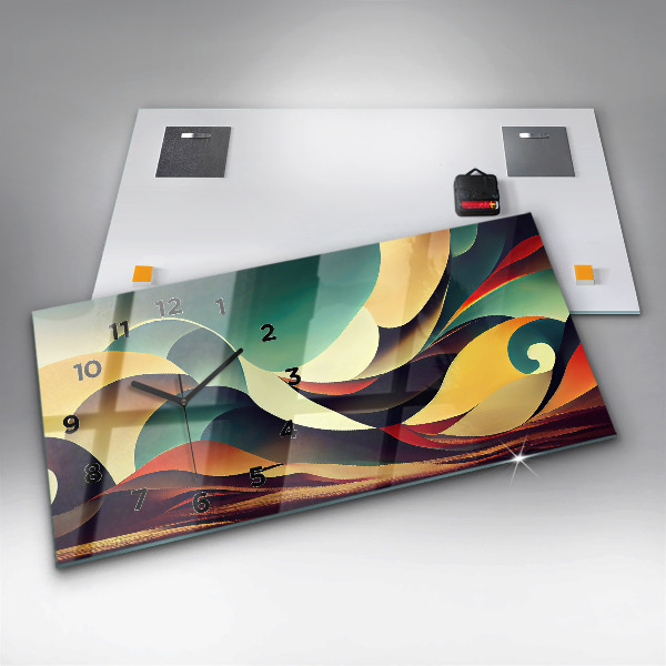 Glass wall clock rectangular Abstract lines background