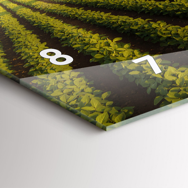 Glass wall clock rectangular Tractor spraying a field