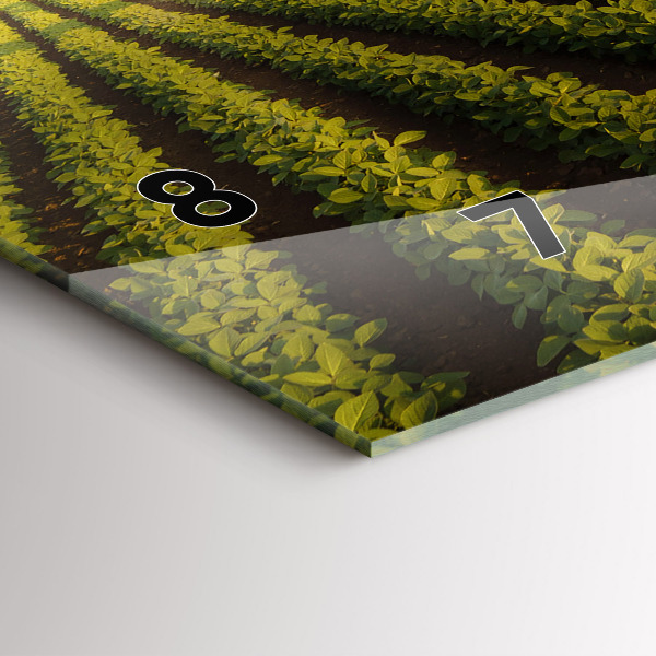 Glass wall clock rectangular Tractor spraying a field