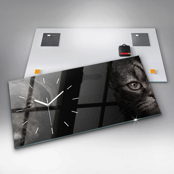 Glass wall clock rectangular Scottish Fold Dog and Cat