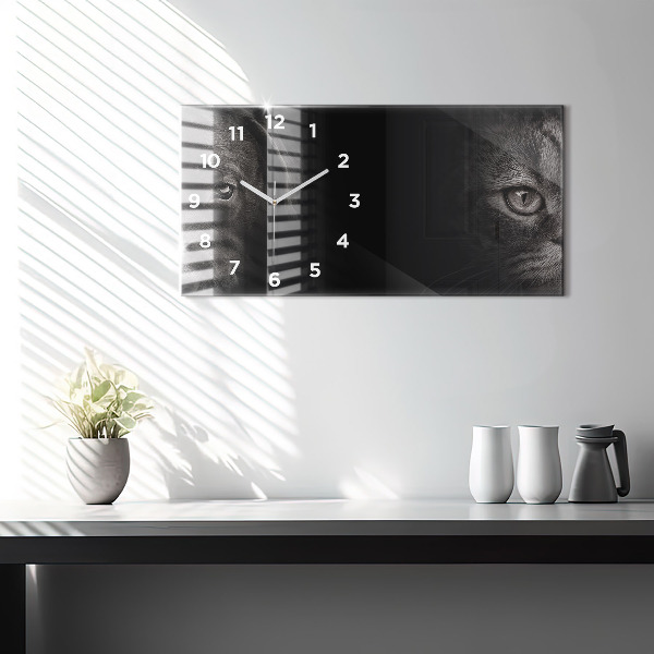 Glass wall clock rectangular Scottish Fold Dog and Cat