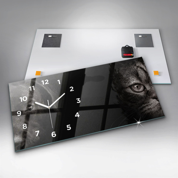 Glass wall clock rectangular Scottish Fold Dog and Cat
