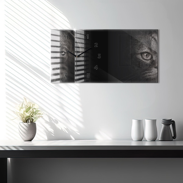 Glass wall clock rectangular Scottish Fold Dog and Cat
