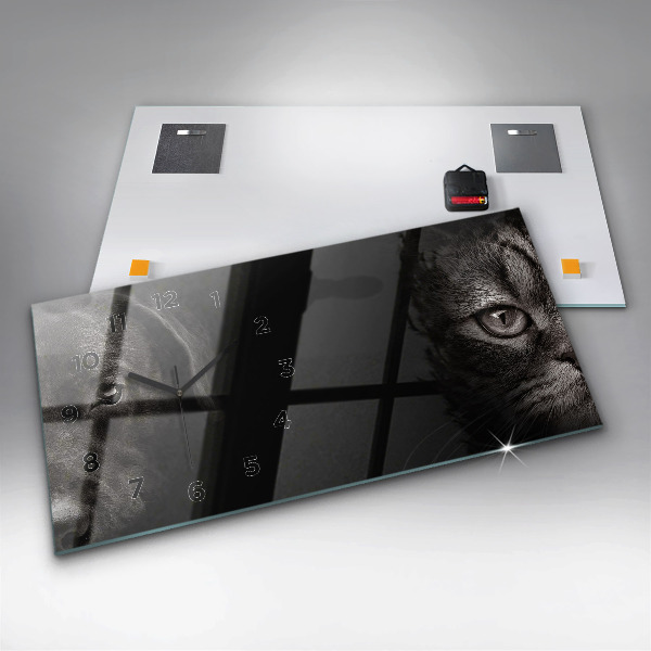 Glass wall clock rectangular Scottish Fold Dog and Cat