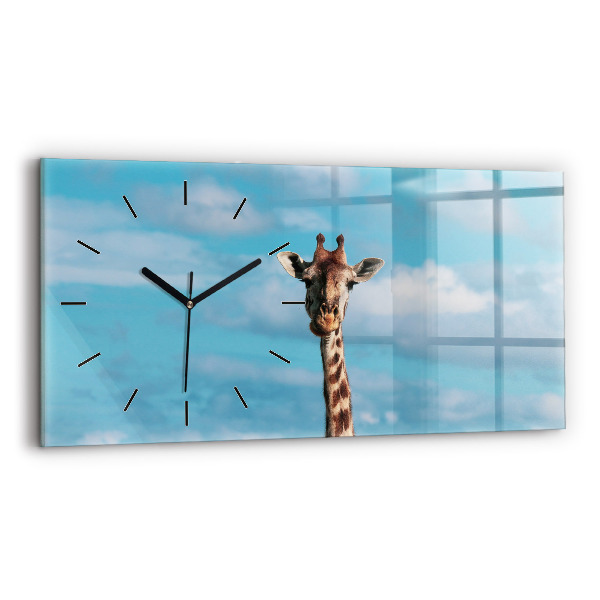 Glass wall clock rectangular Tall Giraffe Against Sky Background