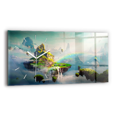 Glass wall clock rectangular Chinese style fantasy scenes