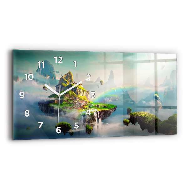 Glass wall clock rectangular Chinese style fantasy scenes