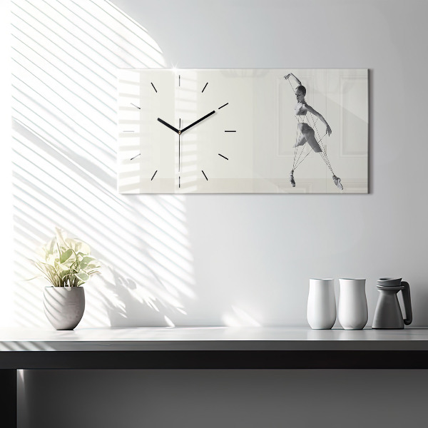 Glass wall clock rectangular Abstract woman dancer