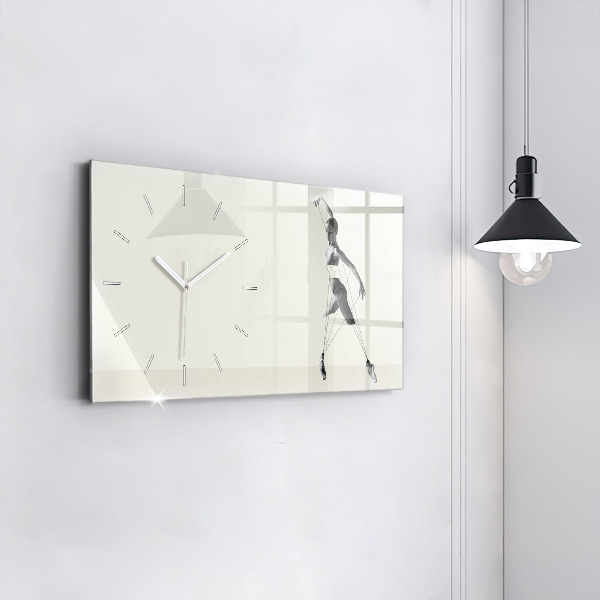 Glass wall clock rectangular Abstract woman dancer