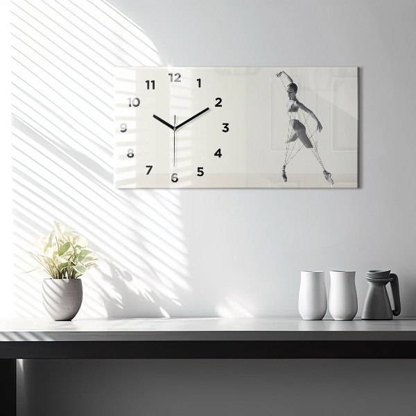 Glass wall clock rectangular Abstract woman dancer