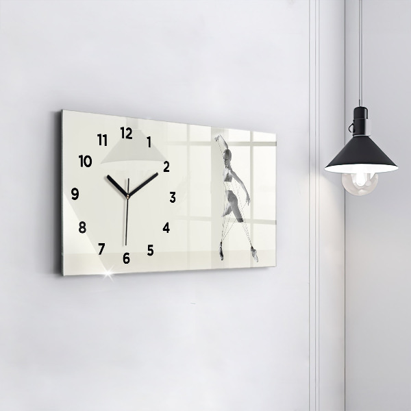 Glass wall clock rectangular Abstract woman dancer