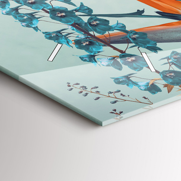 Glass wall clock rectangular Woman with flowers