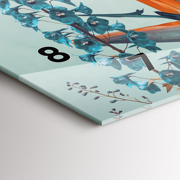 Glass wall clock rectangular Woman with flowers