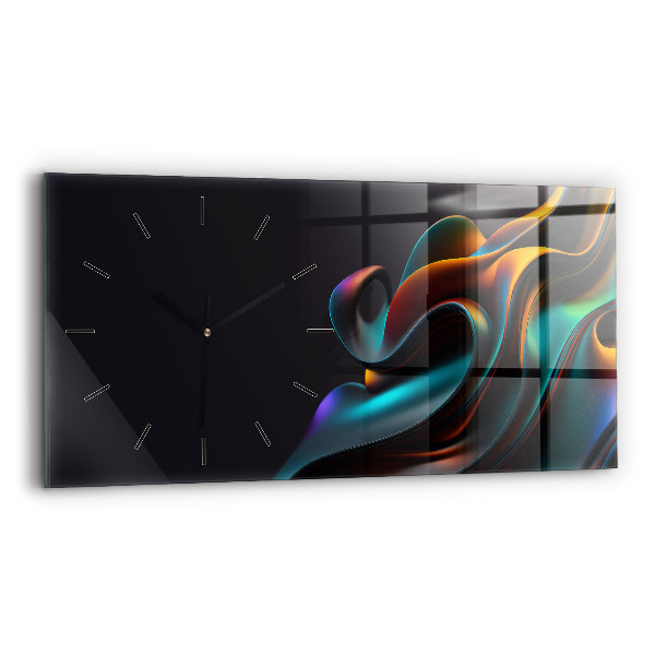Glass wall clock rectangular Futuristic wave