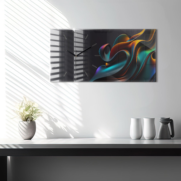 Glass wall clock rectangular Futuristic wave