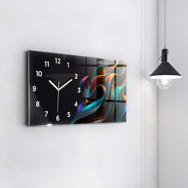Glass wall clock rectangular Futuristic wave
