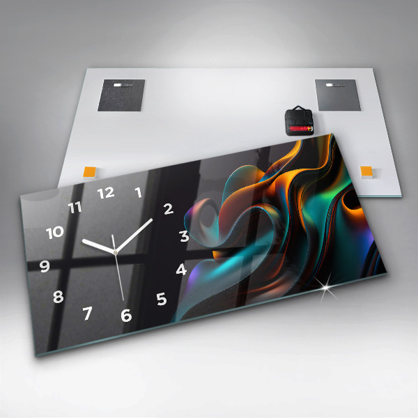 Glass wall clock rectangular Futuristic wave