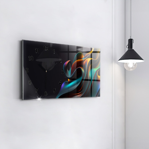 Glass wall clock rectangular Futuristic wave