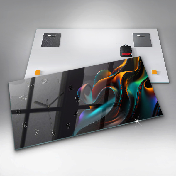 Glass wall clock rectangular Futuristic wave