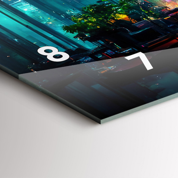 Glass wall clock rectangular Cyberpunk style city