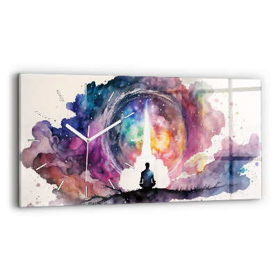 Glass wall clock rectangular Meditation lifestyle