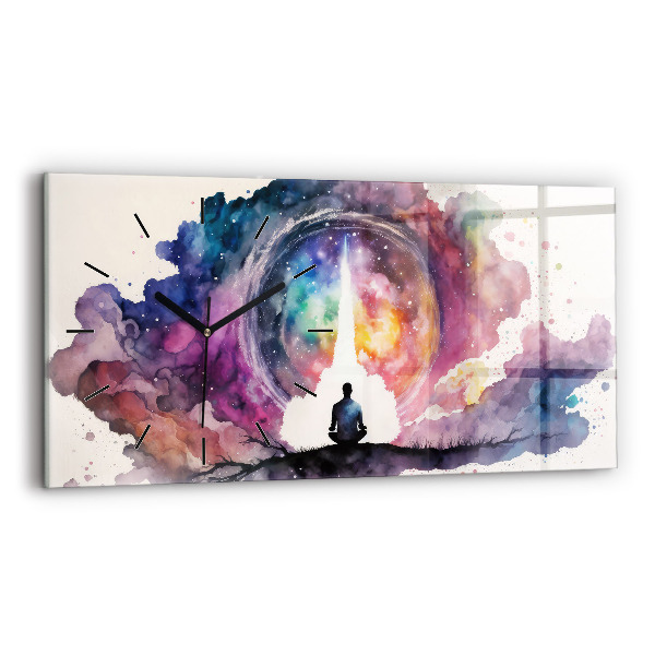 Glass wall clock rectangular Meditation lifestyle