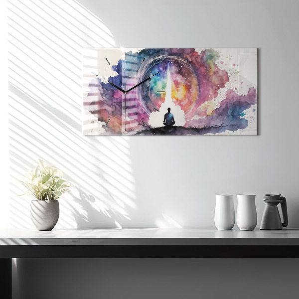 Glass wall clock rectangular Meditation lifestyle