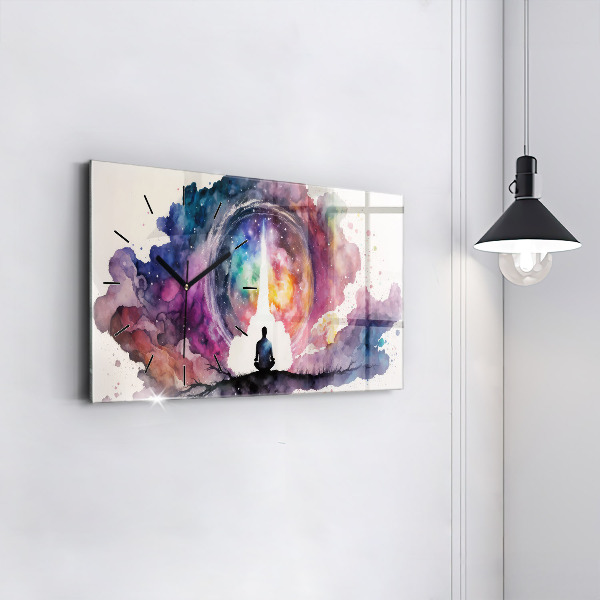 Glass wall clock rectangular Meditation lifestyle