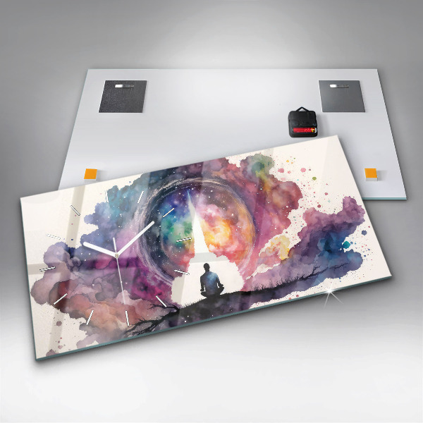 Glass wall clock rectangular Meditation lifestyle
